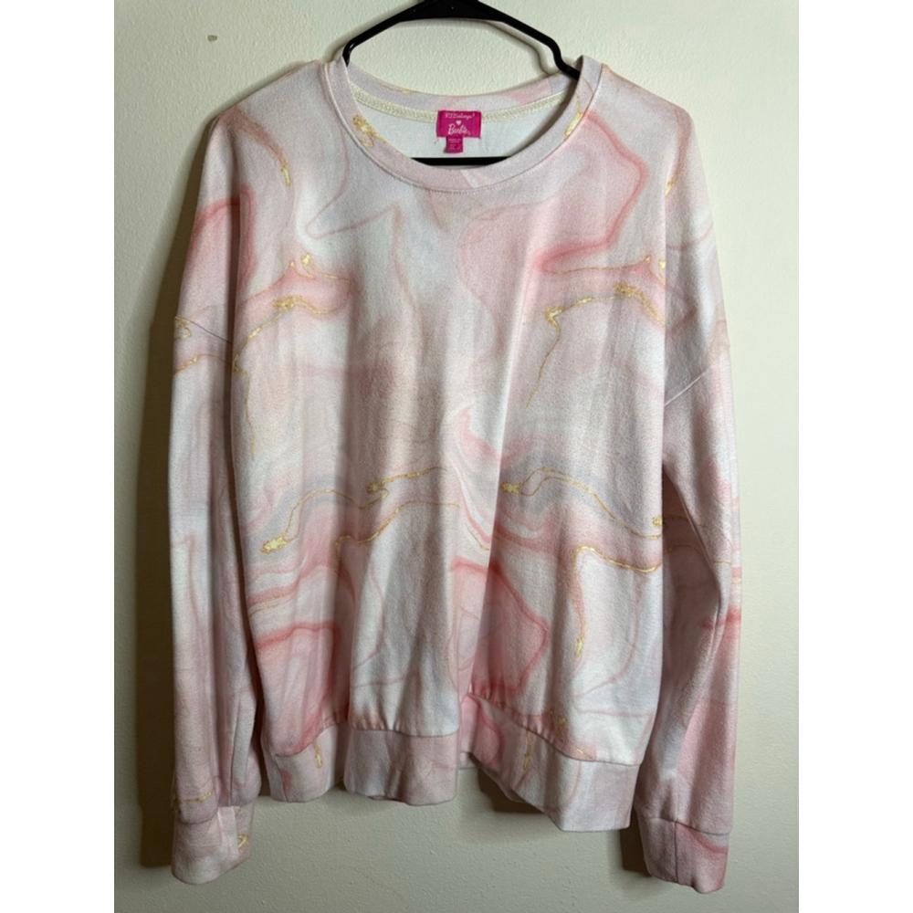 Women's P.J. Salvage Barbie Pink & White Marble Pajama Set L - Picture 5 of 10